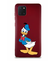 Samsung Galaxy A81 Soft Premier Kapak Donald Duck-D Tasarımlı Silikon Kılıf - Mürdüm (Şeffaf)