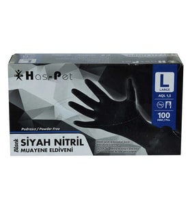 Pudrasız Siyah Nitril Eldiven Büyük Boy (L) 100 Lü Paket