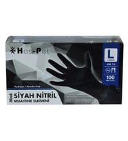 Pudrasız Siyah Nitril Eldiven Büyük Boy (L) 100 Lü Paket