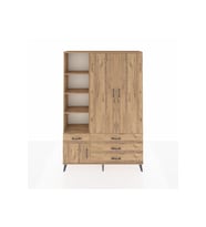 Arges Gardrop 5 Raflı 4 Çekmeceli Tek Askılı 132x30x195 Çam-Çam