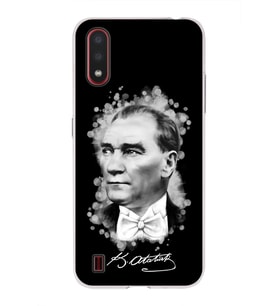Samsung Galaxy A01 Uyumlu Kapak Atatürk Tasarımlı Şeffaf Silikon Kılıf
