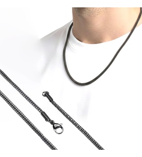 Moncuk Design Yılan Zincir Modeli Siyah Çelik Kolye 2mm 3351CEK038