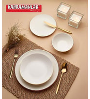 Kahramanlar Katre Sade 12 Kişilik 55 Parça Porselen Yemek Takımı