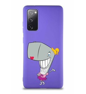 Samsung Galaxy S20 FE Soft Premier Kapak Pearl Yengeç Tasarımlı Silikon Kılıf - Mor (Şeffaf)