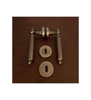 Osmanlı Handles ZK37 Antik Sarı Zamak Yuvarlak Rozetli Oda Kapı Kolu 4 Takım (STD)