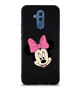 Huawei Mate 20 Lite Soft Premier Kapak Minnie Mouse-C Tasarımlı Silikon Kılıf - Siyah (Şeffaf)