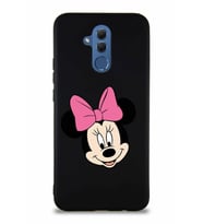 Huawei Mate 20 Lite Soft Premier Kapak Minnie Mouse-C Tasarımlı Silikon Kılıf - Siyah (Şeffaf)