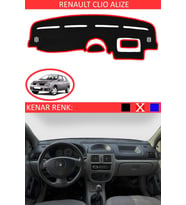 Renault Clio Alize Için Uygun Torpido Koruma Halısı Siyah Kenar Renk Kırmızı