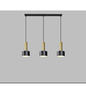 Rsylight Retro Metal 3 Lü Masa Üstü Siyah Gold Dekoratif Rustik Sarkıt Avize Genişlik:60 cm