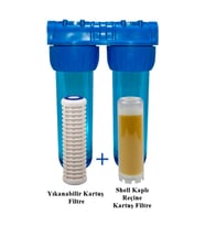 Yıkanabilir Tortu + Reçine Kartuşlu Filtre 10" inç (Siyah - Beyaz)