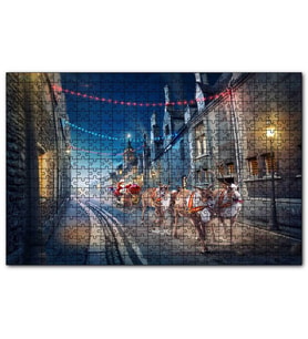 Cakapuzzle Nostaljik Sokakta Noel Baba Geyik 120 Parça Puzzle Yapboz MDF (Ahşap)