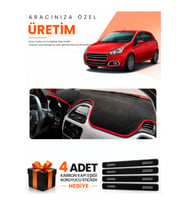 FIAT PUNTO EVO (2015-2021) Uyumlu Torpido Koruma Örtüsü Oto Kılıfı - Siyah Kırmızı