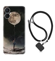 Tecno Spark 9T Kılıf Resimli Boyun Askılı İpli Desenli Silikon Moon Baloon 1368