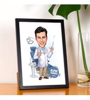 Kişiye Özel Diş Hekimi Erkek Karikatürlü Resim Çerçevesi