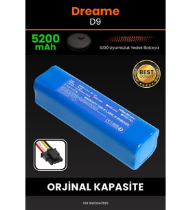 Dreame Vacuum Mop D9 5200mAh Robot Süpürge Bataryası - Gerçek Kapasite, Maksimum Güvenlik
