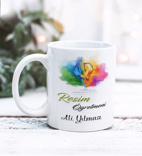 Resim Öğretmeni Tasarımlı Kişiye Özel Kupa Bardak (Beyaz)