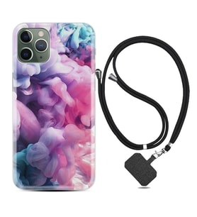 Apple iPhone 11 12 13 14 Pro Max Kılıf Boyun Askılı Silikon Pink Cloud 1305