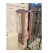 Masif Ahşap Eskitme Boyalı Banyo Havlu Askısı – 2’li Set
