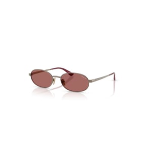 Vogue 0VO4353S 513869 Kadın Güneş Gözlüğü – Açık Kahverengi Metal Çerçeve Koyu Menekşe Cam Oval