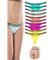 10 Adet Beli Yazılı Pamuk Kadın Tanga String Külot