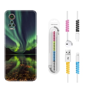 General Mobile GM 21 Pro GM 22 Pro Plus Kılıf Kablo Koruma Spiral Silikon Kuzey Işıkları 1327