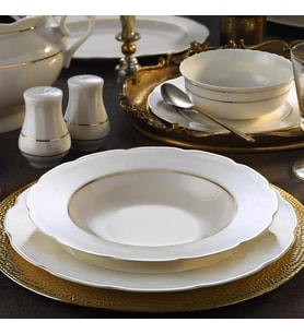 Kütahya Porselen Bone Olympos 62 Parça 10066A Desenli Yemek Takımı