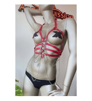 Kırmızı Deri Harness Fantazi Giyim (Siyah)