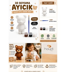 Haydi Dekor 3D Boyama Ayıcık Hobi Seti – Çocuklar Için Boyanabilir Ayı Figürü, Akrilik Boya ve Fırça Içeren Eğitici Yaratıcı Aktivite Oyuncağı – El Becerisi Geliştirici Kendin Boya Oyuncak Seti