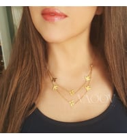 925 Ayar Gümüş Çift Sıra Kırlangıç Kolye (296011598) (Gold)
