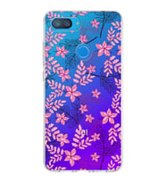 Xiaomi Mi 8 Lite Uyumlu Kapak Floral Pembe Tasarımlı Şeffaf Silikon Kılıf