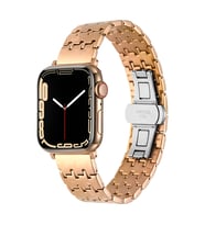 Apple Watch 7 45mm Uyumlu Zore KRD-86 Metal Kordon (Rose Gold Altın)