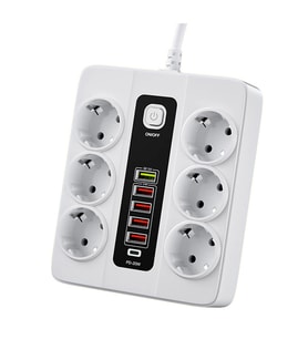 Vothoon HP-H04 3000W 10Amper 6’lı 2metre Uzatma Kablolu Çoklu Termal Akım Korumalı Priz