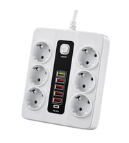 Vothoon HP-H04 3000W 10Amper 6’lı 2metre Uzatma Kablolu Çoklu Termal Akım Korumalı Priz