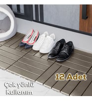 Porsima 1177 Bahçe Balkon Teras Zemin Döşemesi Banyo Paspası Sert Plastik 12li Dış Mekan Karosu Latte