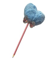 Papyonlu Kalp Ponponlu Peluş Kurşun Kalem 1 Adet Peluş Tüylü Kalp Ponpon Kurşun Kalem Hediye Kalem Tüylü Sevimli Kalem (Mavi)