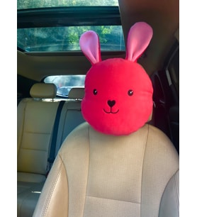 Tavşan Figürlü Oto Yastık 25 cm Silikon Elyaf (Pembe)