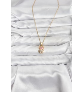 316L Çelik Zincir Gold Renk Teddy Bear Model Zirkon Taşlı Kadın Kolye 5886 - LOHO8094-2802