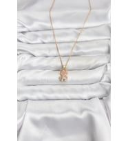 316L Çelik Zincir Gold Renk Teddy Bear Model Zirkon Taşlı Kadın Kolye 5886 - LOHO8094-2802