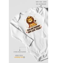 Aslan babam sen çok yaşa! Uzun Kollu Çıtçıtlı Bebek Body