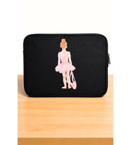 Balerin Baskılı Laptop Kılıfı-13-13.3-14 Inç. uyumlu Su Geçirmez Kumaş ve Fermuarlı