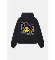 Unisex Kapüşonlu Sweatshirt - NM Baskılı Oversize Hoodie (Siyah)
