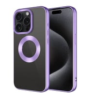 Coverzone Apple iPhone 15 Pro ile uyumlu K?l?f Kamera Korumal? Logo G�steren Parlak renk kenar �izgileri ile ??k bir tasar?m Colored Z-Omega Kapak Lila