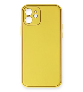 Pilelistore   iPhone 12 Kılıf Coco Deri Silikon Kapak - Sarı