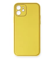 Pilelistore   iPhone 12 Kılıf Coco Deri Silikon Kapak - Sarı