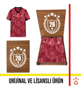 Galatasaray Lisanslı Puma 2025-2026 Bordo Alternatif Forma 26 Şampiyonluk Ahşap Kutulu 77981303