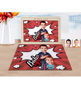 BK Gift Kişiye Özel Baba Oğul Karikatürlü 1000 Parça Profesyonel Puzzle-5