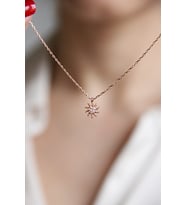 925 Ayar Gümüş Minimal Rose Güneş Kolye - N164601