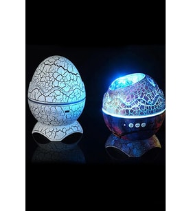 Çatlak Yumurta Desenli Projektörlü Bluetooth Hoparlör Gece Lambası Dinozor Dekor Lamba
