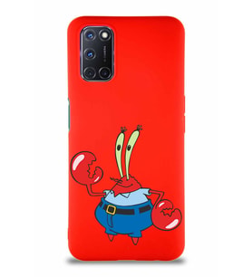 Oppo A72 Soft Premier Kapak Bay Yengeç Tasarımlı Silikon Kılıf - Kırmızı (Şeffaf)