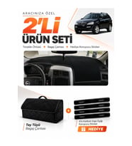 e-biz SSANGYONG KYRON (2005-2012) Uyumlu Torpido Örtüsü + Tay Tüyü Bagaj Çantası - Siyah - SS001